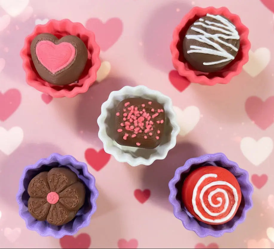 3D Valentine’s Chocolate Fidget Clickers Pink Poodle Designz