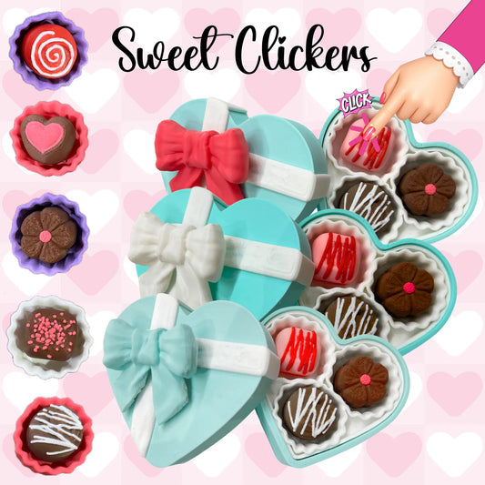 3D Valentine’s Chocolate Fidget Clickers (Mochi Makes) Pink Poodle Designz