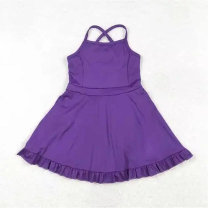 Adjustable Strap Ruffle Trim Dress With Built In Shorts Pink Poodle Designz