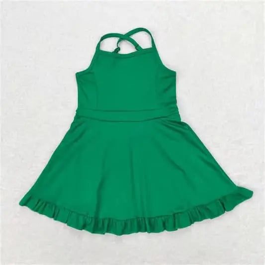 Adjustable Strap Ruffle Trim Dress With Built In Shorts Pink Poodle Designz