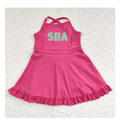Adjustable Strap Ruffle Trim Dress With Built In Shorts Pink Poodle Designz