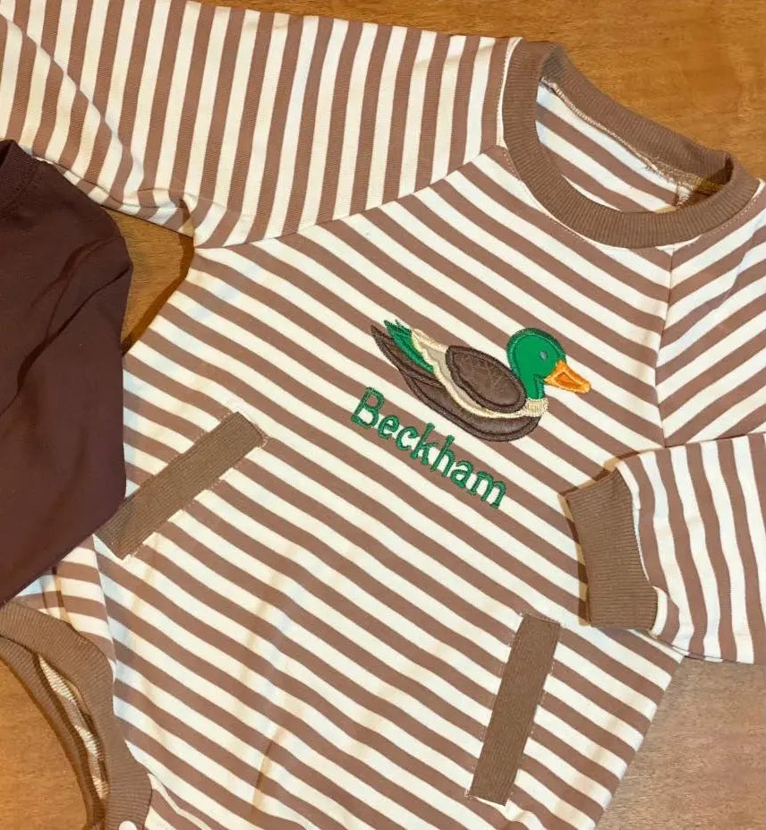 Black or Brown Striped Infant/Toddler Romper Pink Poodle Designz