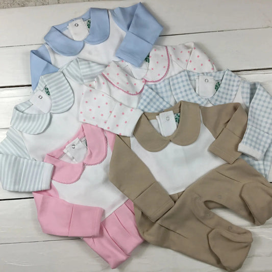 Boutique Style Collar Footie with Bib Detail Little Blanks