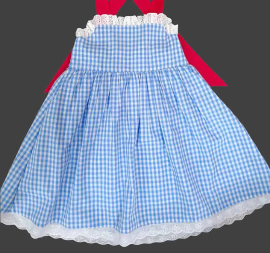 Boutique Woven Blue Gingham Dress Made For Aspen
