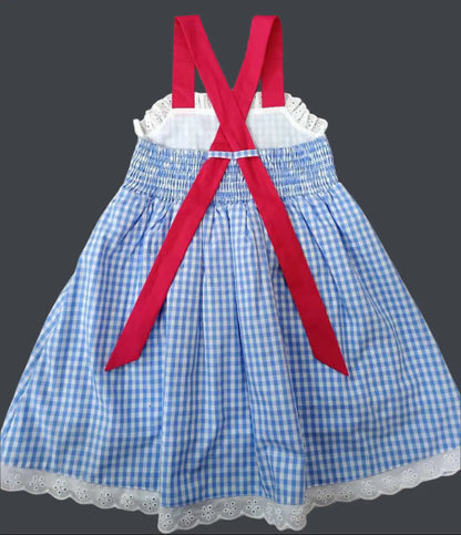 Boutique Woven Blue Gingham Dress Made For Aspen