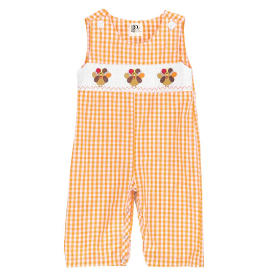 Boy’s Orange Gingham Turkey Jon Jon Pink Poodle Designz