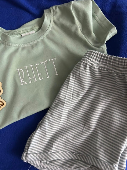 Boys 2pc Sets With Shortie Shorts Pink Poodle Designz