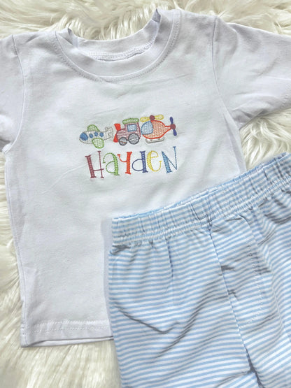 Boys 2pc Sets With Shortie Shorts Pink Poodle Designz