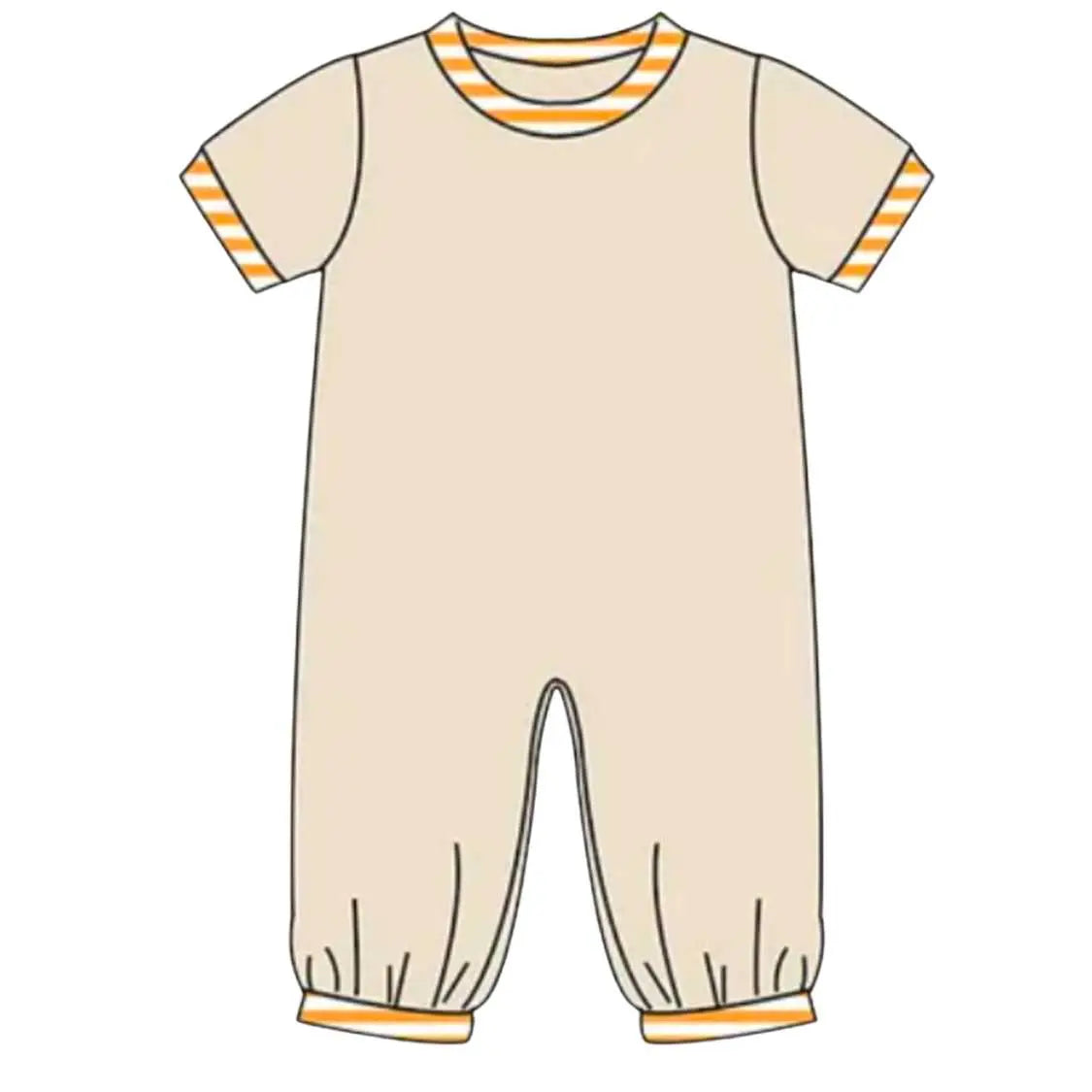 Boys Orange & Tan Romper Pink Poodle Designz