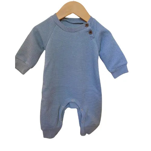Boys Waffle Romper Long Sleeve Jumpsuit Pink Poodle Designz