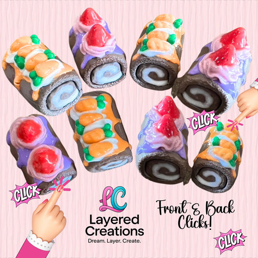 Cake Roll Fidget Clickers (Mochi Makes) Pink Poodle Designz