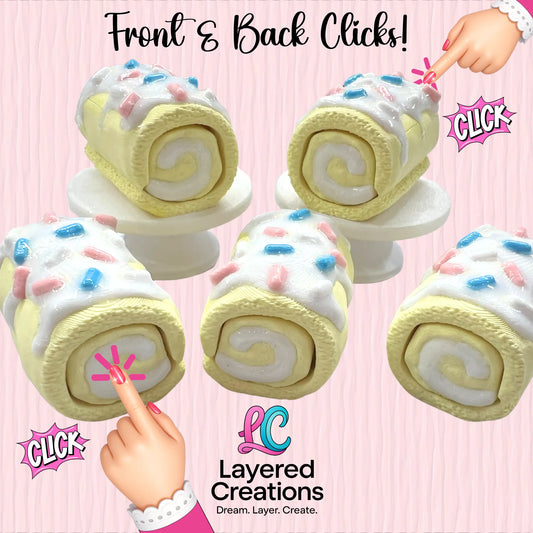 Cake Roll Fidget Clickers (Mochi Makes) Pink Poodle Designz