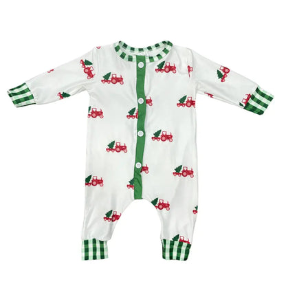 Christmas Unisex Tractor Button Down Pajamas Sugarbee Blanks