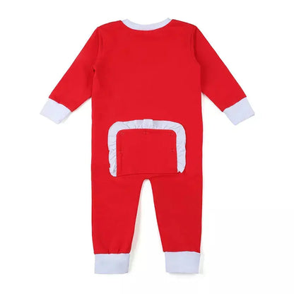 Drop seat Pajama Baby Zip Christmas Outfit Pajamas Red 1-Piece Knit Pink Poodle Designz