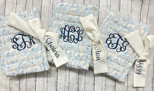 Elegant Quilted Toile Pattern Bible/Book Cover With Bow Pink Poodle Designz