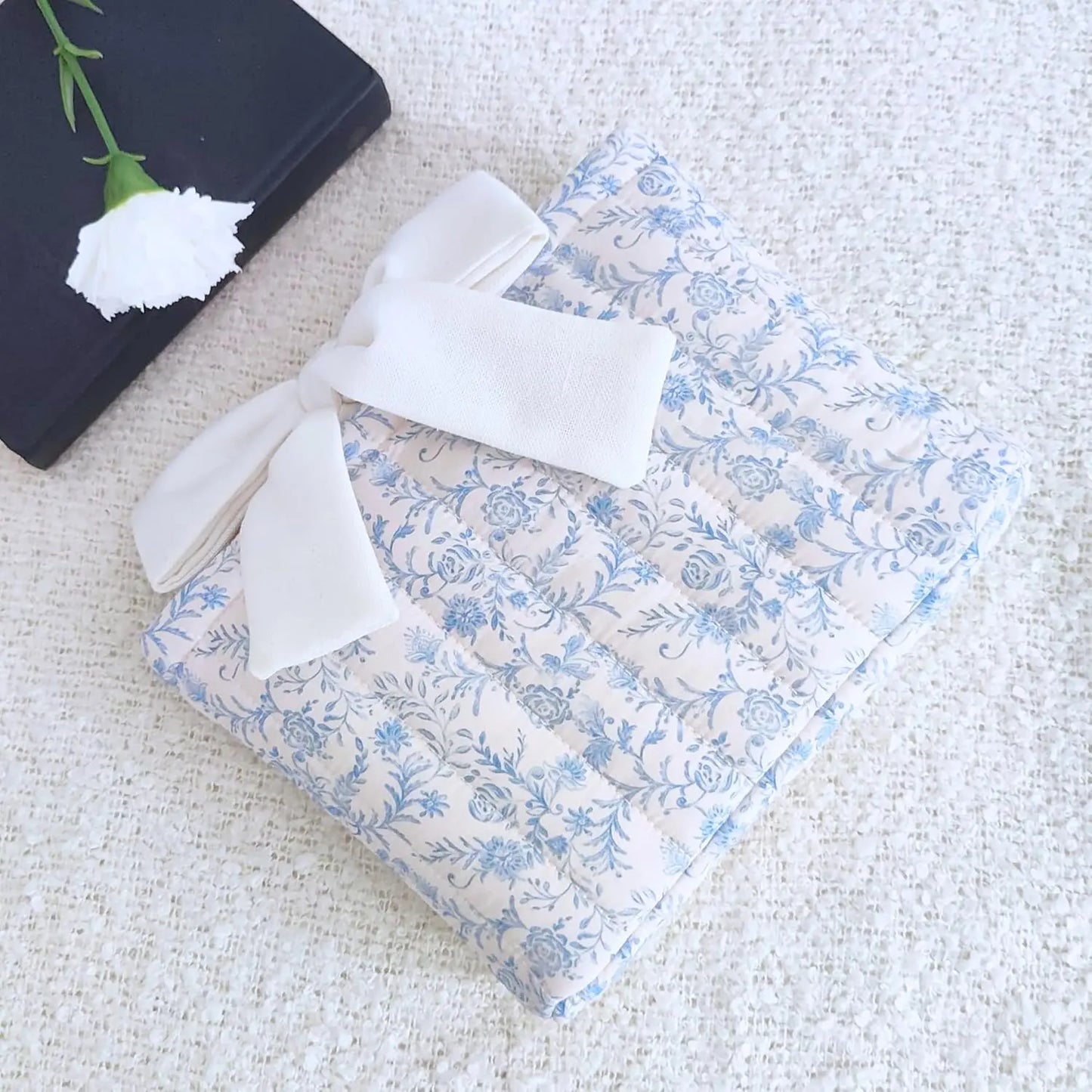 Elegant Quilted Toile Pattern Bible/Book Cover With Bow Pink Poodle Designz