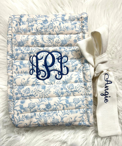 Elegant Quilted Toile Pattern Bible/Book Cover With Bow Pink Poodle Designz