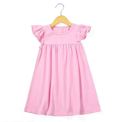 Girl's Cotton Flutter Sleeve Dress (9 Colors Available) Pink Poodle Designz