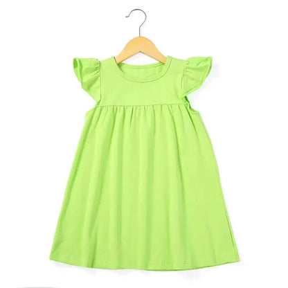 Girl's Cotton Flutter Sleeve Dress (9 Colors Available) Pink Poodle Designz