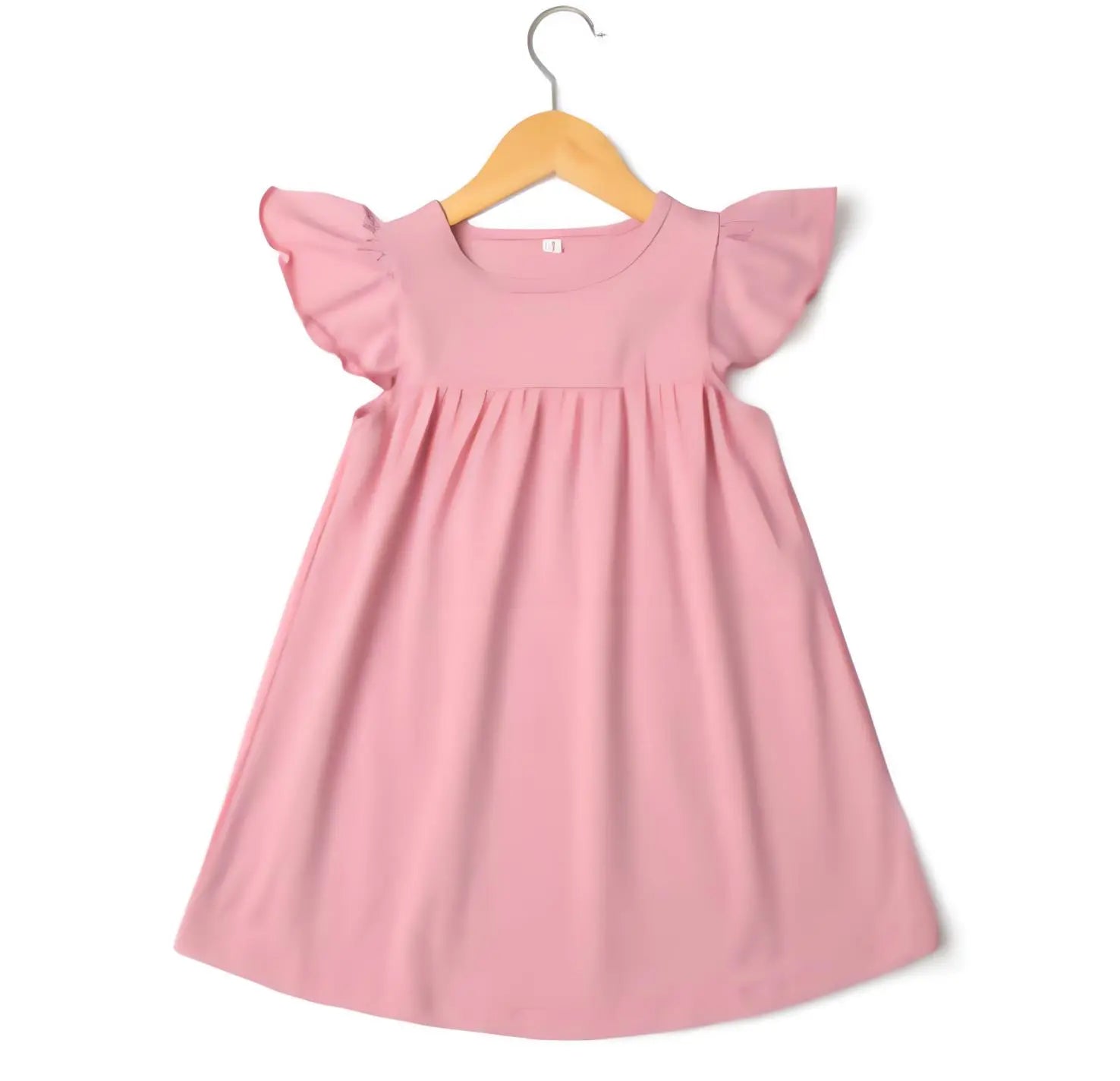 Girl's Cotton Flutter Sleeve Dress (9 Colors Available) Pink Poodle Designz