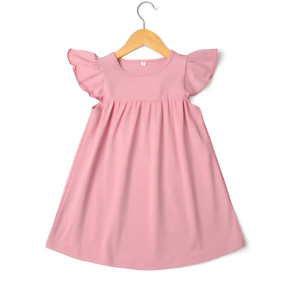 Girl's Cotton Flutter Sleeve Dress (9 Colors Available) Pink Poodle Designz