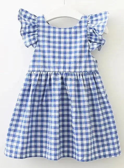 Girl's Boutique Gingham Check Backless Summer Dress Pink Poodle Designz