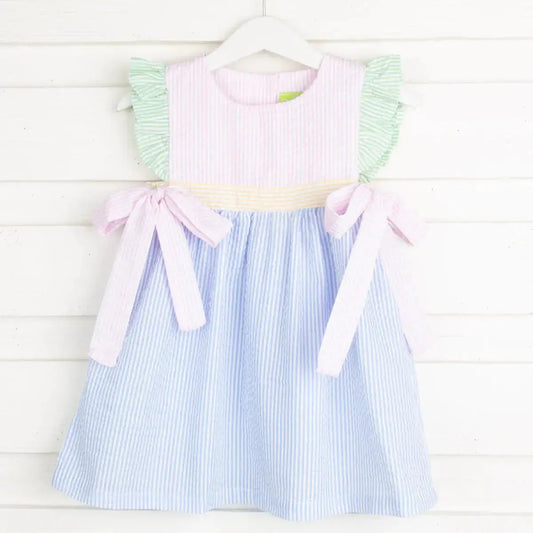 Girls Colorblock Seersucker Pink Poodle Designz
