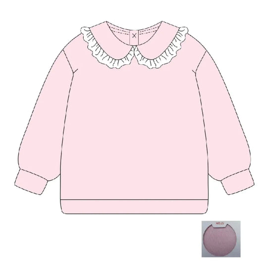 Girls French Terry Cotton Collared Sweatshirts Pink Poodle Designz