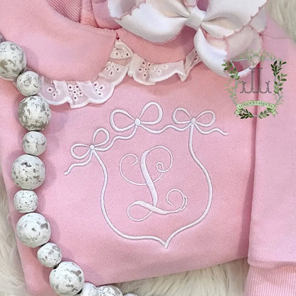 Girls French Terry Cotton Collared Sweatshirts Pink Poodle Designz