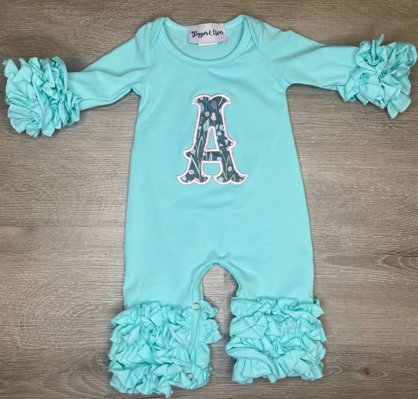 Girls Icing Ruffle Long Sleeve Romper Hick’s Blanks