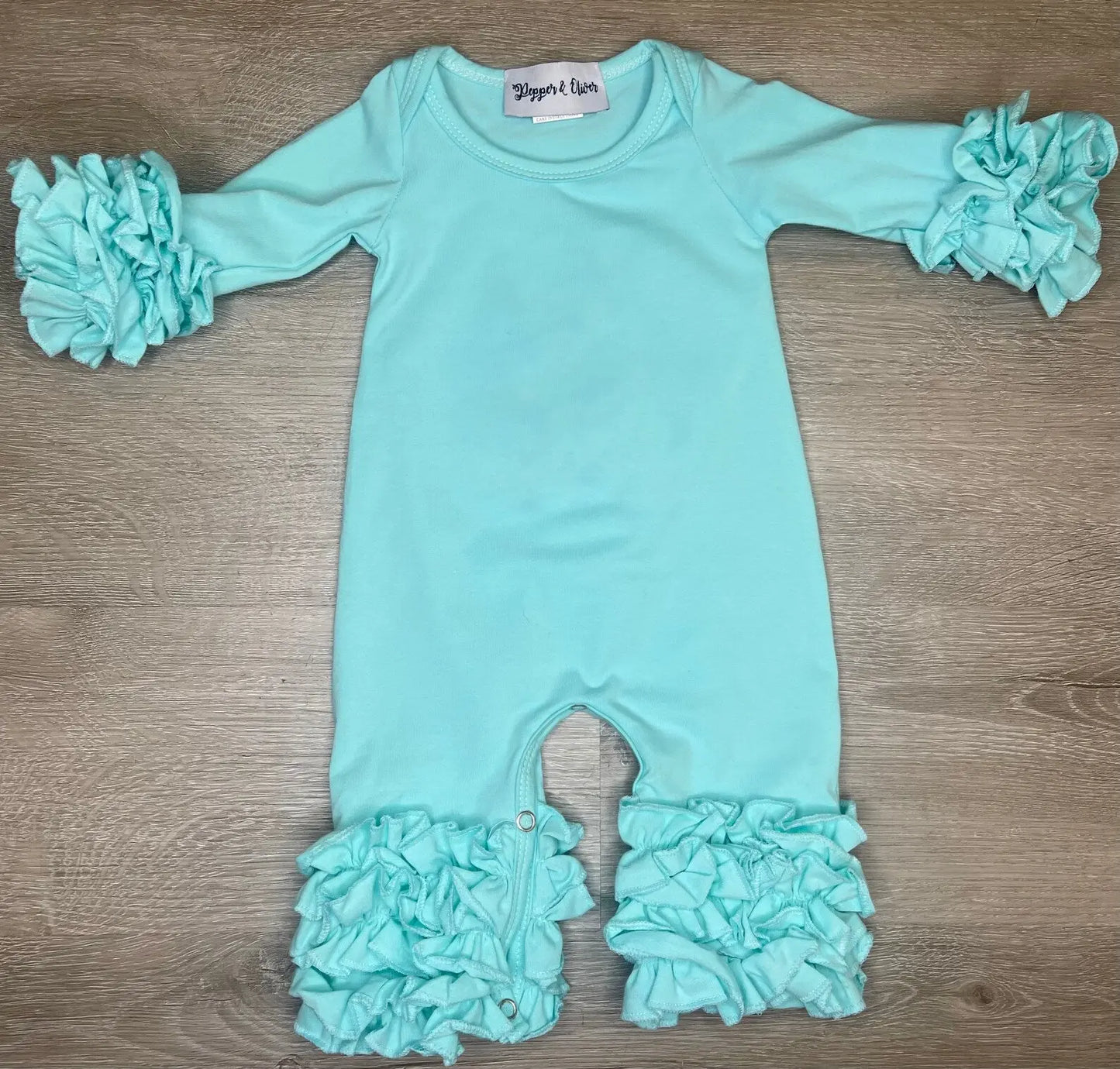 Girls Icing Ruffle Long Sleeve Romper Hick’s Blanks