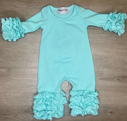 Girls Icing Ruffle Long Sleeve Romper Hick’s Blanks