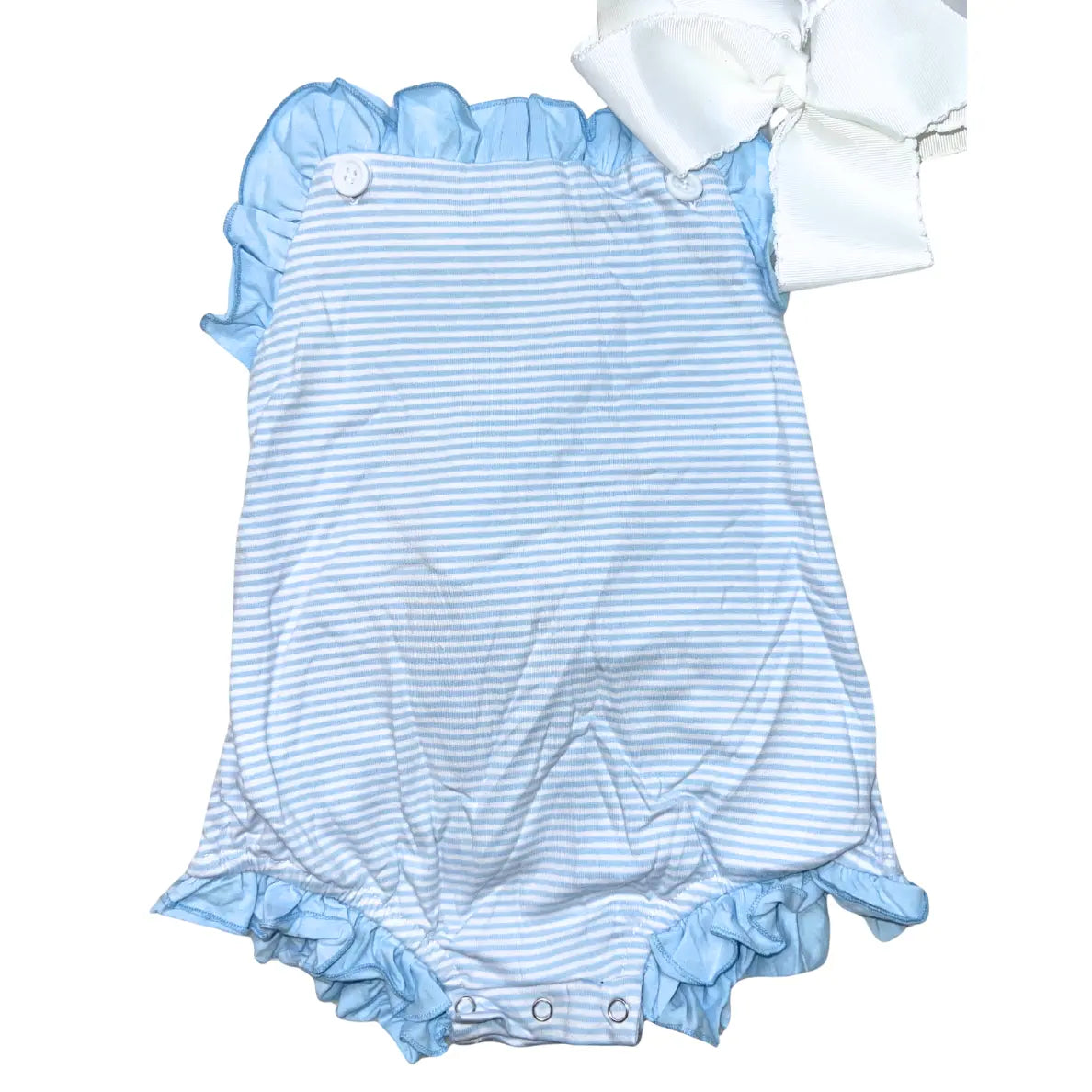 Girls Knit Ruffle Stripe Bubble & Sunsuit Pink Poodle Designz