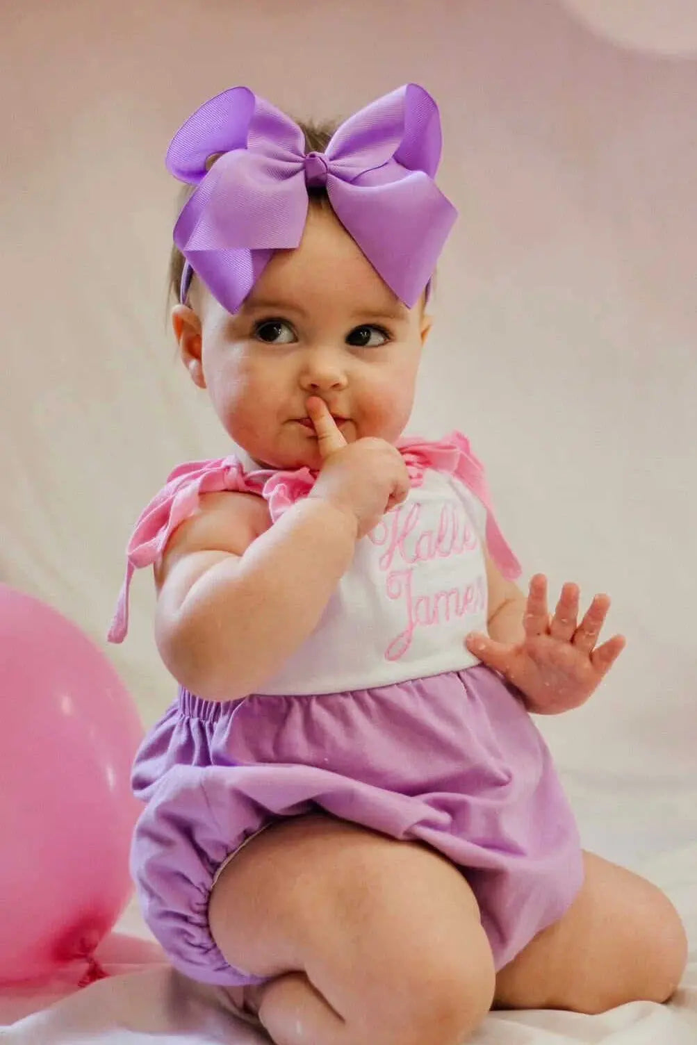 Girls Lavender, Pink & White Ruffle Knit Summer Sunsuit Pink Poodle Designz