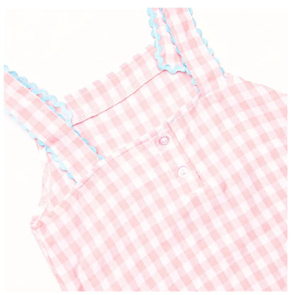 Girls Pink Gingham Summer Short Set Pink Poodle Designz