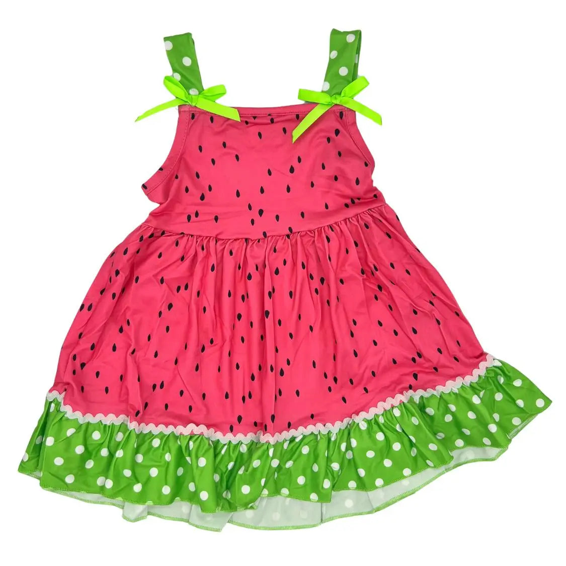 Girls Pink & Lime Watermelon Dress Pink Poodle Designz