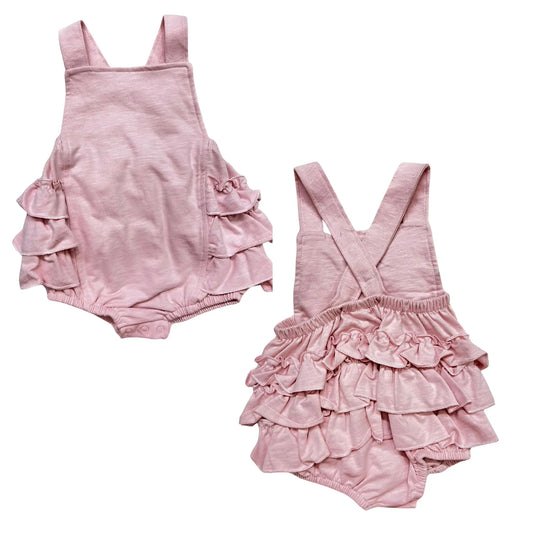Girls Ruffle Bottom Sunsuit Pink Poodle Designz