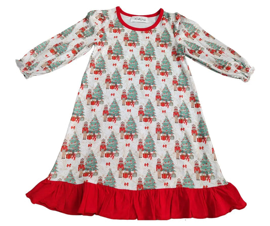 Girls Ruffle Nutcracker Christmas Gown Pink Poodle Designz