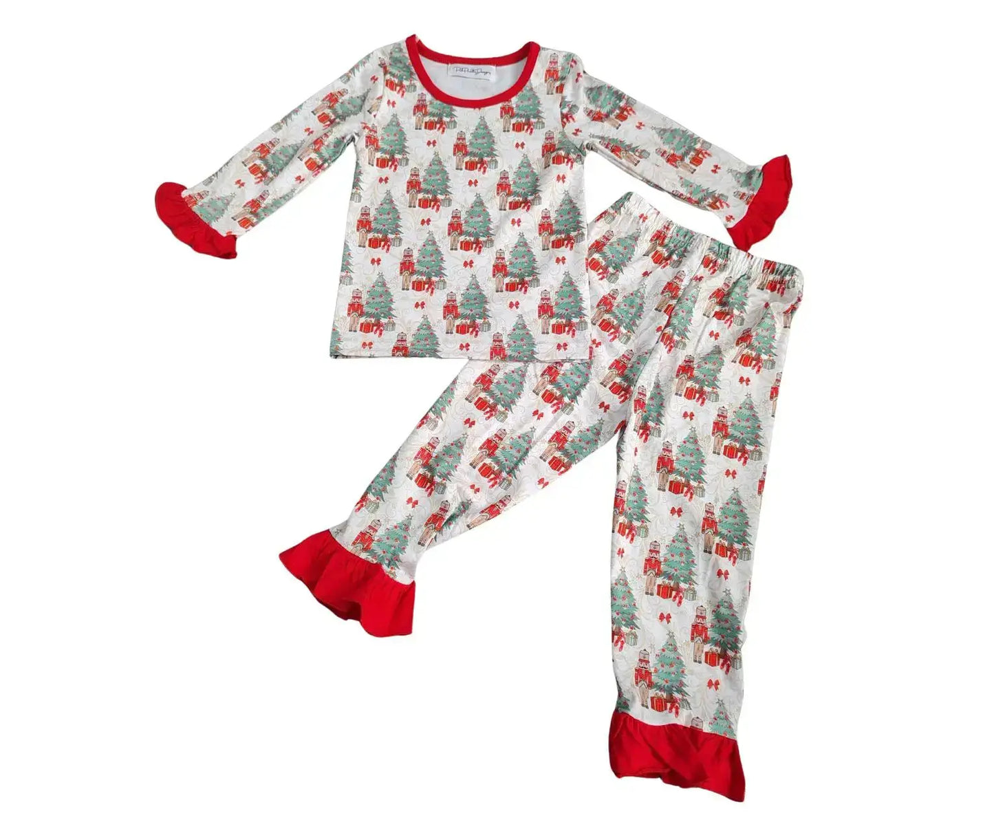 Girls Ruffle Nutcracker Christmas Pajamas (Copy) Pink Poodle Designz