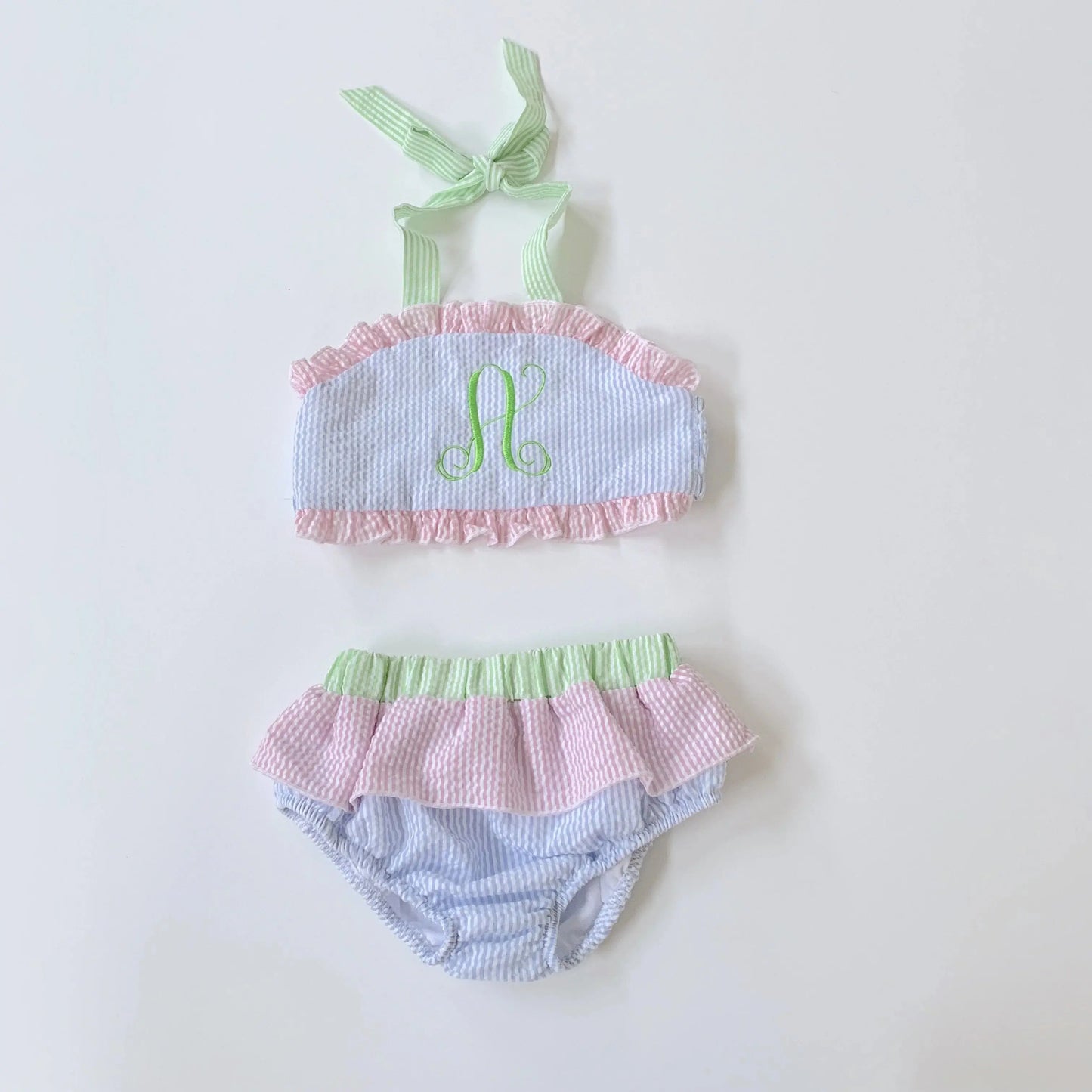 Girls Seersucker Bathing Suits Pink Poodle Designz