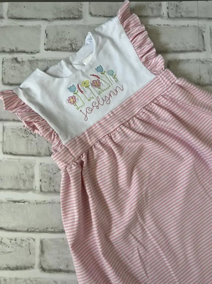 Girls Striped Summer Knit Dresses Pink Poodle Designz