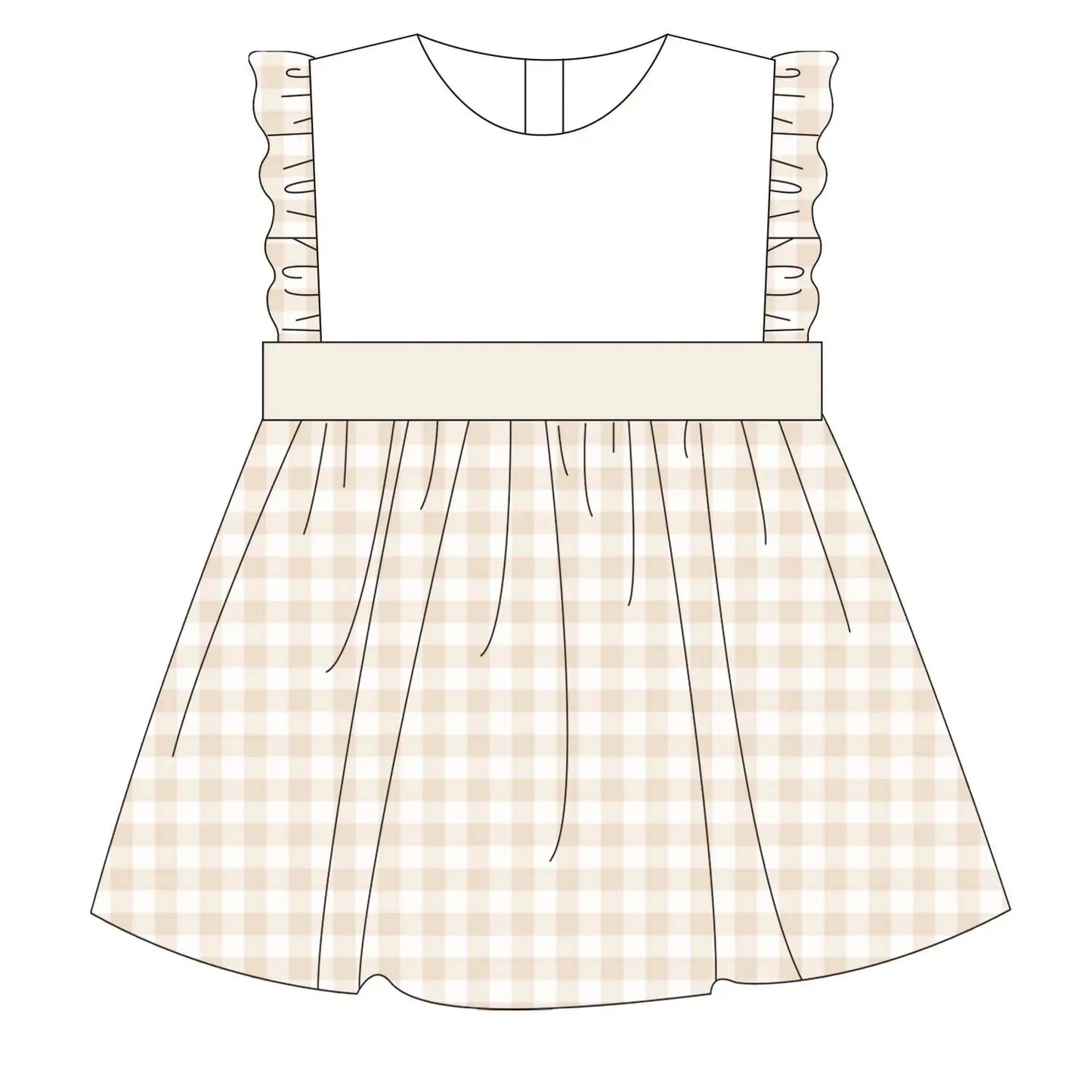 Girls Tan Knit Gingham Pink Poodle Designz