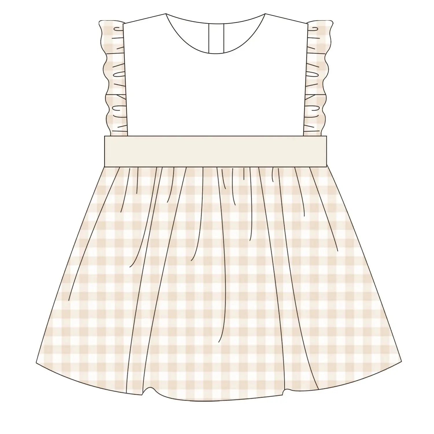 Girls Tan Knit Gingham Pink Poodle Designz