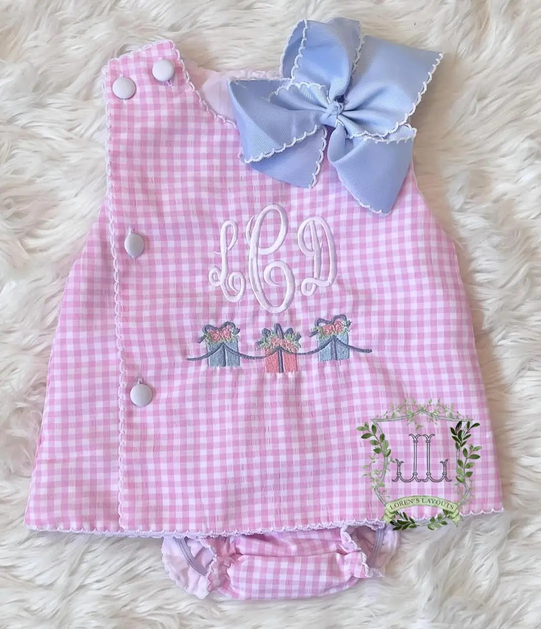 Girls Vintage Style Diaper Sets Pink Poodle Designz