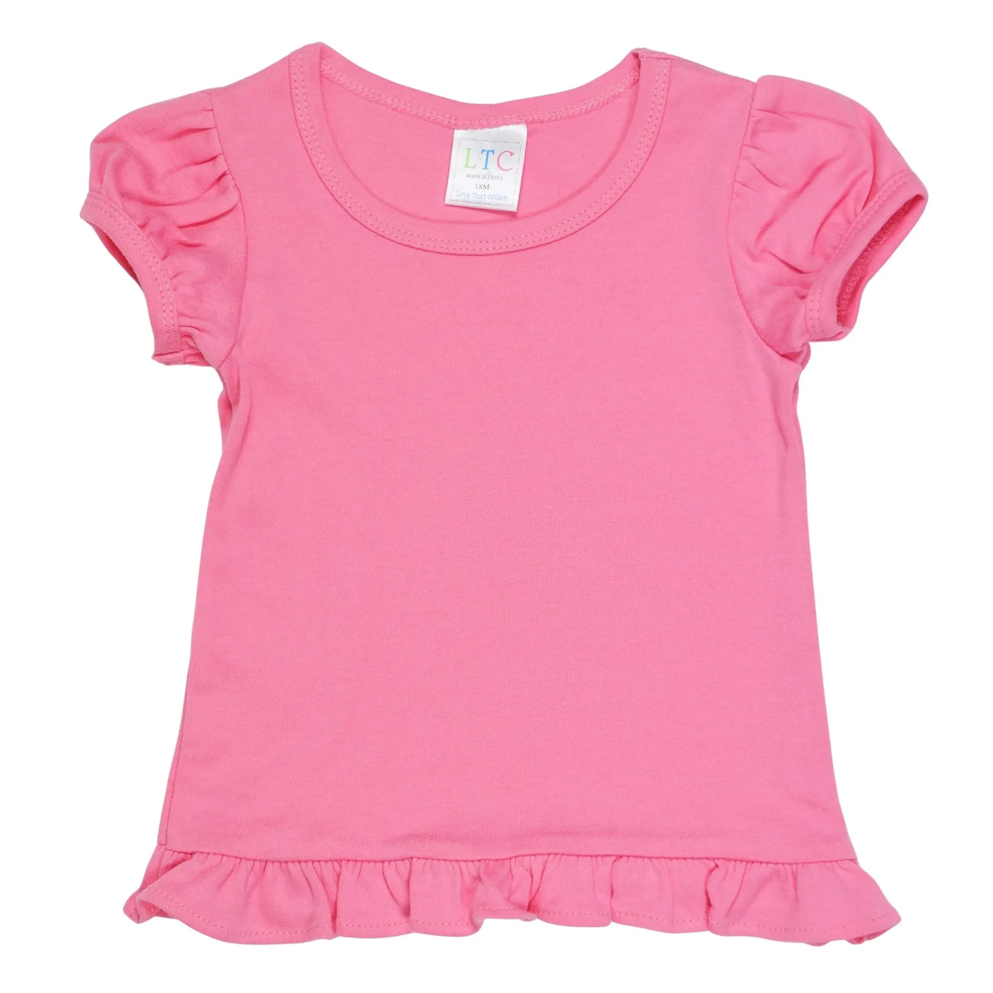 Girls' Short Sleeve Ruffle Tee Pink Poodle Designz