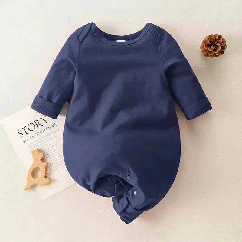 Infant/Baby Solid Long Sleeve Ivory Jumpsuit Unisex Pink Poodle Designz