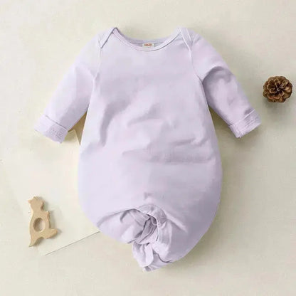 Infant/Baby Solid Long Sleeve Ivory Jumpsuit Unisex Pink Poodle Designz