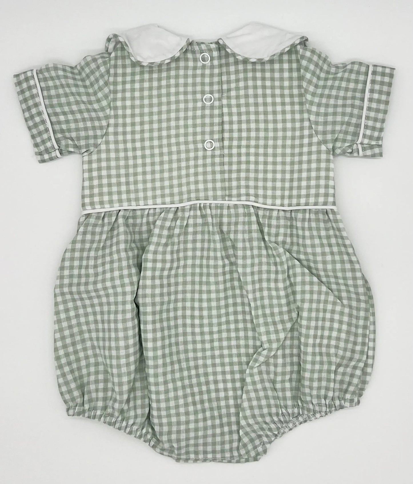 Infant Boy & Girl Sage Gingham Bubble Pink Poodle Designz