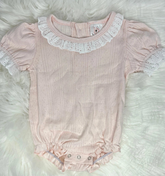 Infant Eyelet Lace Ruffle Bubble Pink Poodle Designz
