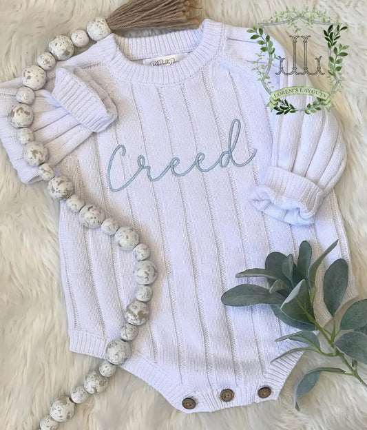 Infant Long Sleeve Knit Sweater Romper Pink Poodle Designz